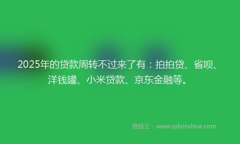 2025年的贷款周转不过来了有：拍拍贷、省呗、洋钱罐、小米贷款、京东金融等。