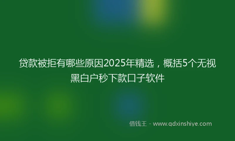 贷款被拒有哪些原因2025年精选，概括5个无视黑白户秒下款口子软件