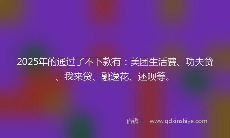 2025年的通过了不下款有：美团生活费、功夫贷、我来贷、融逸花、还呗等。