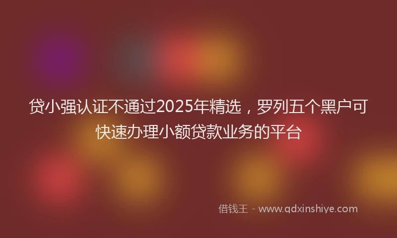 贷小强认证不通过2025年精选，罗列五个黑户可快速办理小额贷款业务的平台