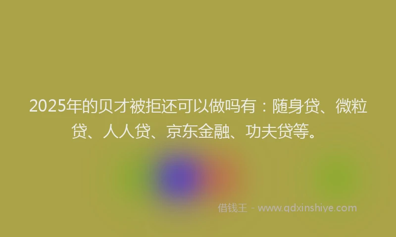 2025年的贝才被拒还可以做吗有：随身贷、微粒贷、人人贷、京东金融、功夫贷等。
