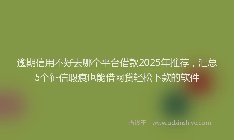逾期信用不好去哪个平台借款2025年推荐，汇总5个征信瑕疵也能借网贷轻松下款的软件