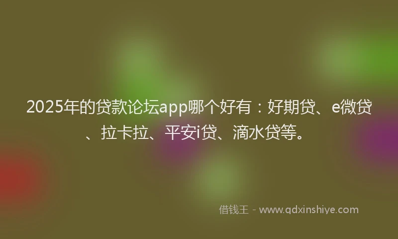 2025年的贷款论坛app哪个好有：好期贷、e微贷、拉卡拉、平安i贷、滴水贷等。