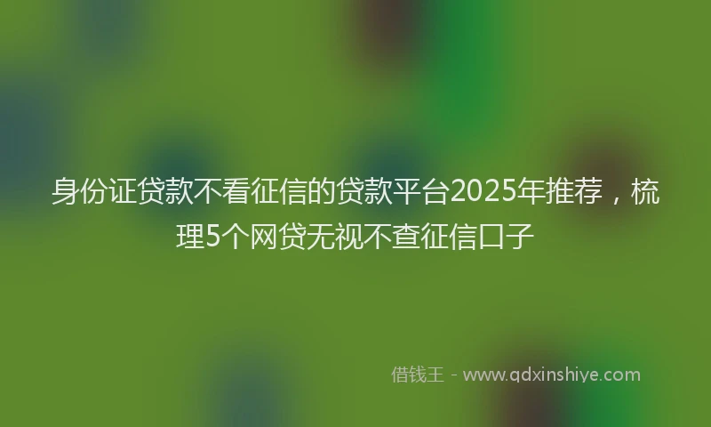 身份证贷款不看征信的贷款平台2025年推荐，梳理5个网贷无视不查征信口子