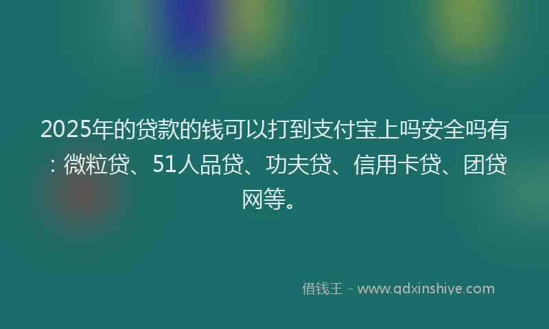 2025年的贷款的钱可以打到支付宝上吗安全吗有：微粒贷、51人品贷、功夫贷、信用卡贷、团贷网等。