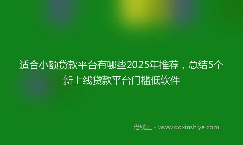 适合小额贷款平台有哪些2025年推荐，总结5个新上线贷款平台门槛低软件