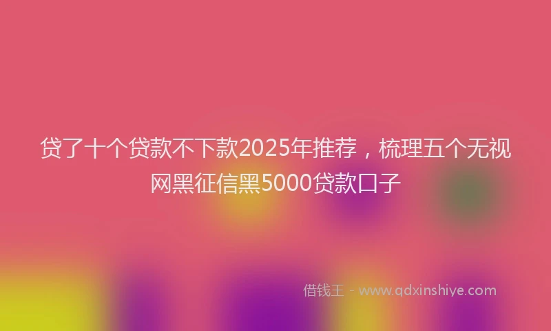 贷了十个贷款不下款2025年推荐，梳理五个无视网黑征信黑5000贷款口子