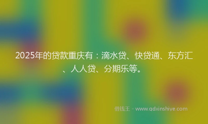 2025年的贷款重庆有：滴水贷、快贷通、东方汇、人人贷、分期乐等。