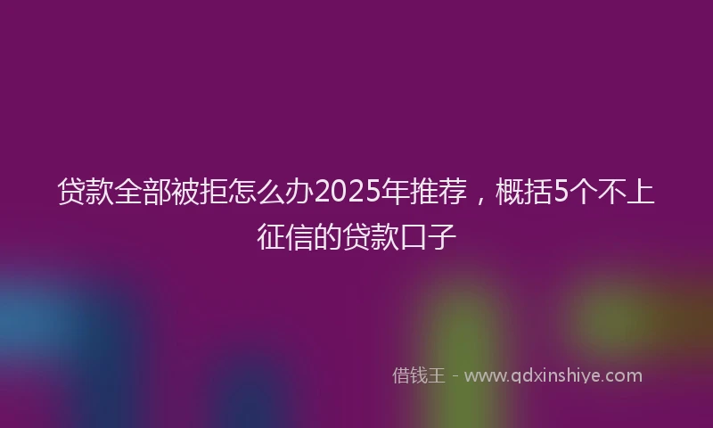 贷款全部被拒怎么办2025年推荐，概括5个不上征信的贷款口子