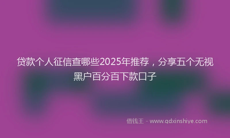 贷款个人征信查哪些2025年推荐，分享五个无视黑户百分百下款口子