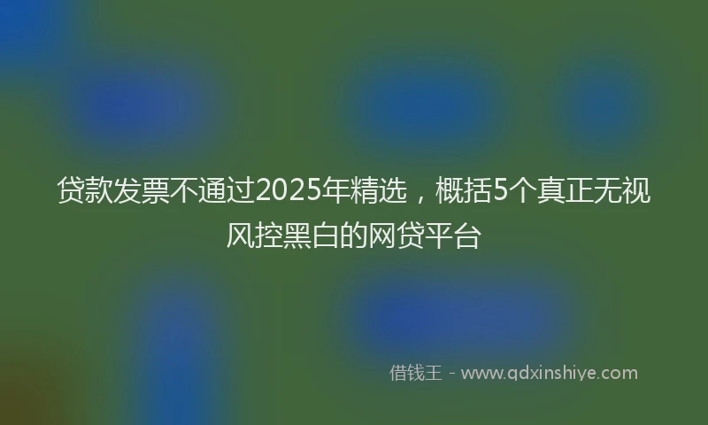 贷款发票不通过2025年精选，概括5个真正无视风控黑白的网贷平台