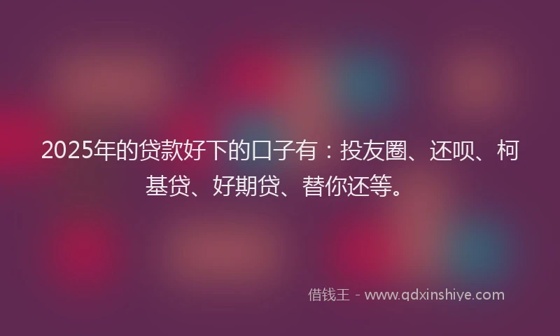 2025年的贷款好下的口子有：投友圈、还呗、柯基贷、好期贷、替你还等。