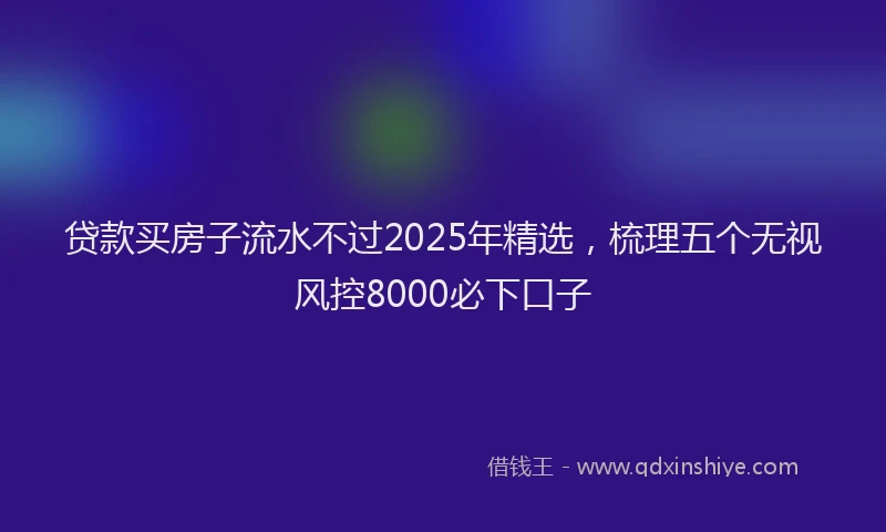 贷款买房子流水不过2025年精选，梳理五个无视风控8000必下口子