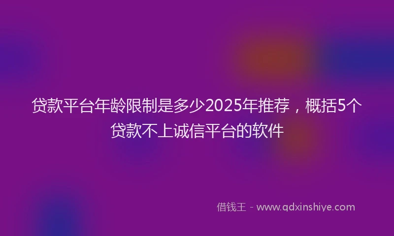 贷款平台年龄限制是多少2025年推荐，概括5个贷款不上诚信平台的软件