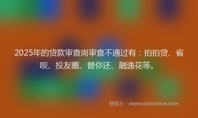 2025年的贷款审查岗审查不通过有：拍拍贷、省呗、投友圈、替你还、融逸花等。