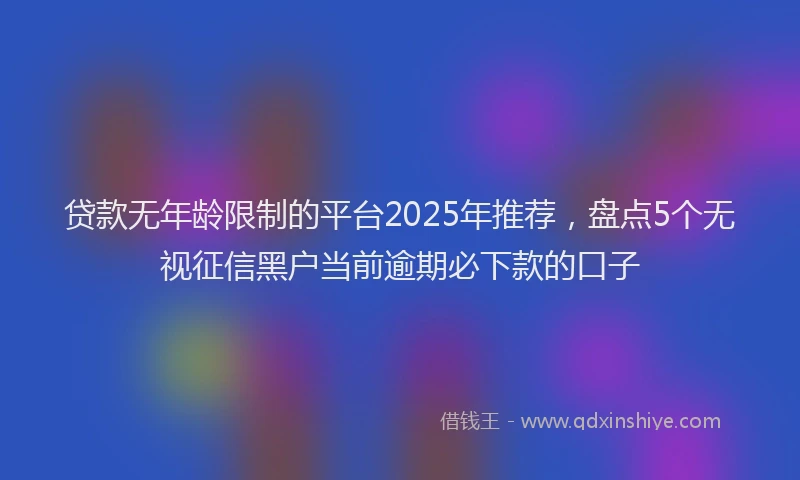 贷款无年龄限制的平台2025年推荐，盘点5个无视征信黑户当前逾期必下款的口子