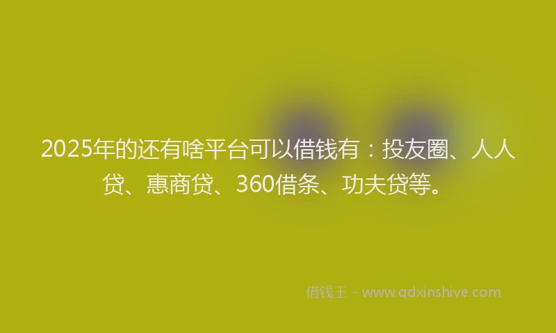 2025年的还有啥平台可以借钱有：投友圈、人人贷、惠商贷、360借条、功夫贷等。