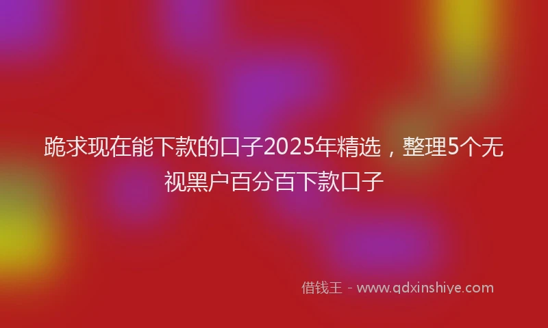 跪求现在能下款的口子2025年精选，整理5个无视黑户百分百下款口子