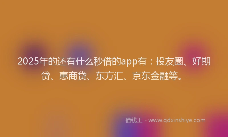 2025年的还有什么秒借的app有：投友圈、好期贷、惠商贷、东方汇、京东金融等。
