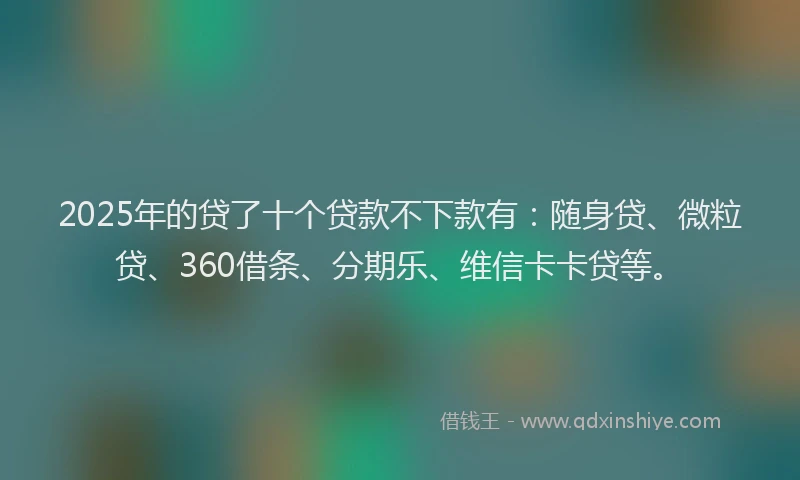2025年的贷了十个贷款不下款有：随身贷、微粒贷、360借条、分期乐、维信卡卡贷等。