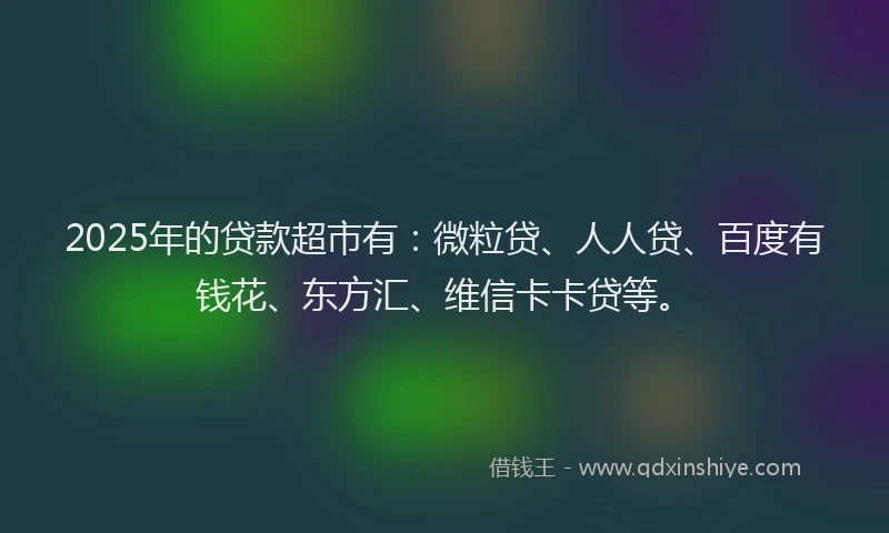 2025年的贷款超市有：微粒贷、人人贷、百度有钱花、东方汇、维信卡卡贷等。