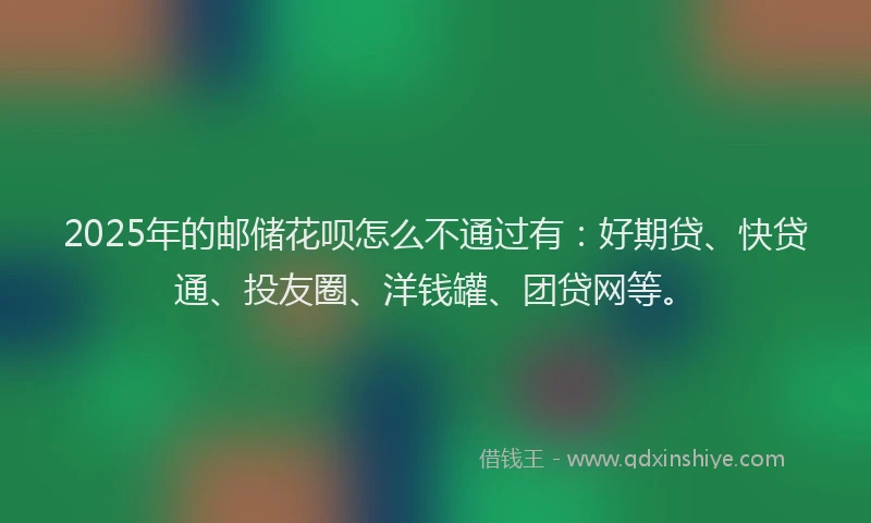 2025年的邮储花呗怎么不通过有：好期贷、快贷通、投友圈、洋钱罐、团贷网等。