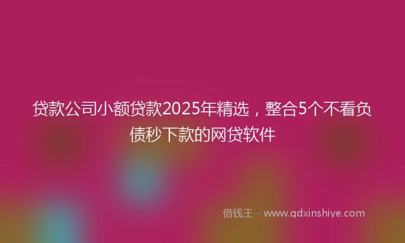 贷款公司小额贷款2025年精选，整合5个不看负债秒下款的网贷软件