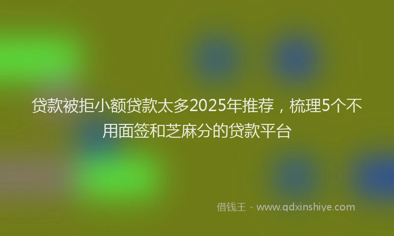 贷款被拒小额贷款太多2025年推荐，梳理5个不用面签和芝麻分的贷款平台