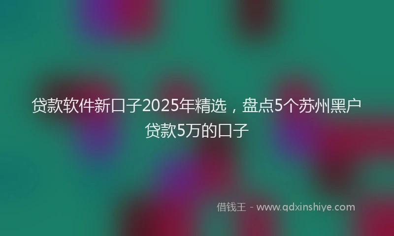 贷款软件新口子2025年精选，盘点5个苏州黑户贷款5万的口子