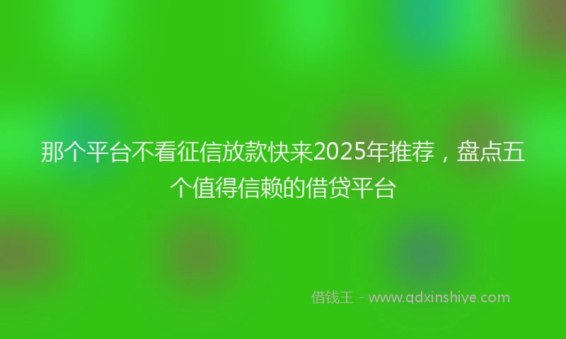 那个平台不看征信放款快来2025年推荐，盘点五个值得信赖的借贷平台