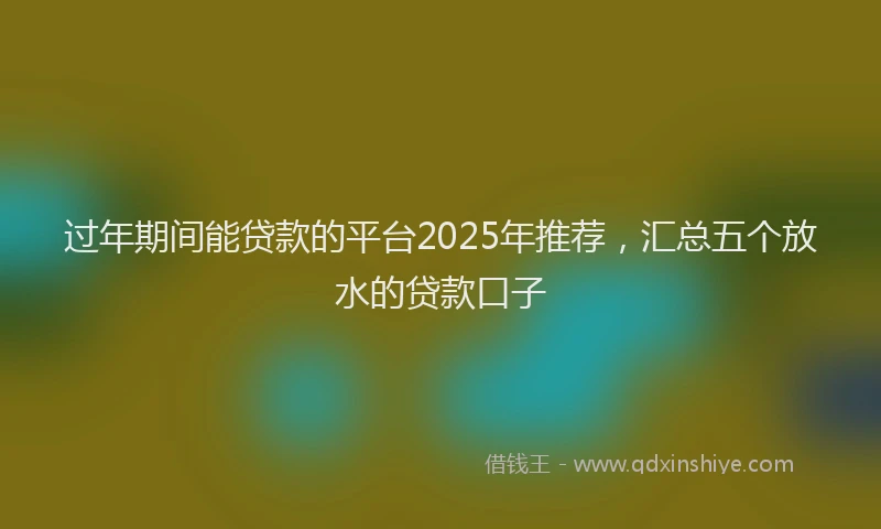 过年期间能贷款的平台2025年推荐，汇总五个放水的贷款口子