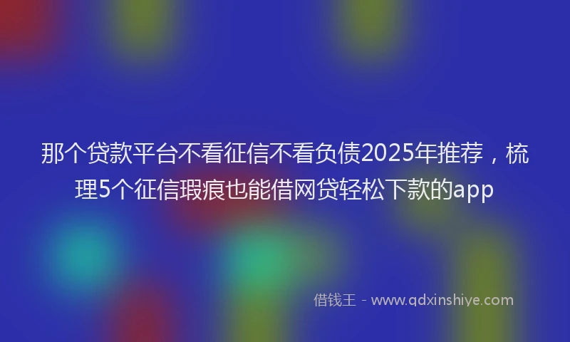 那个贷款平台不看征信不看负债2025年推荐，梳理5个征信瑕疵也能借网贷轻松下款的app