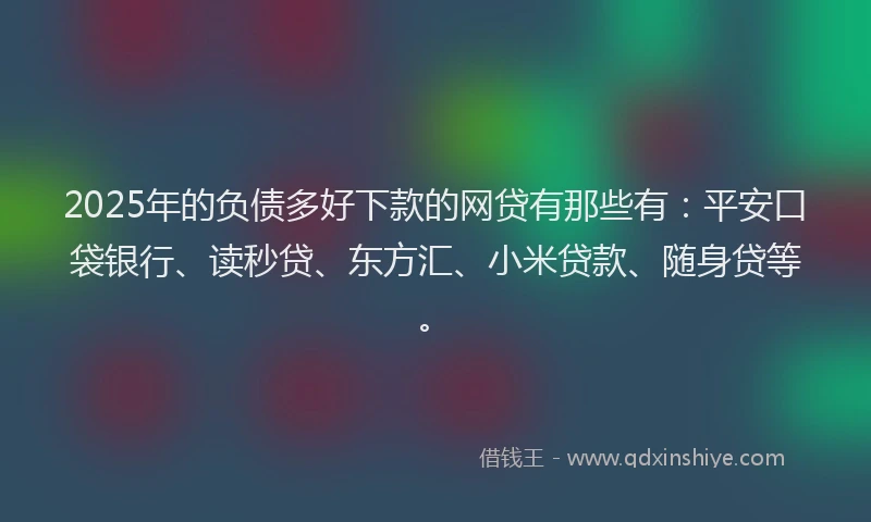 2025年的负债多好下款的网贷有那些有：平安口袋银行、读秒贷、东方汇、小米贷款、随身贷等。