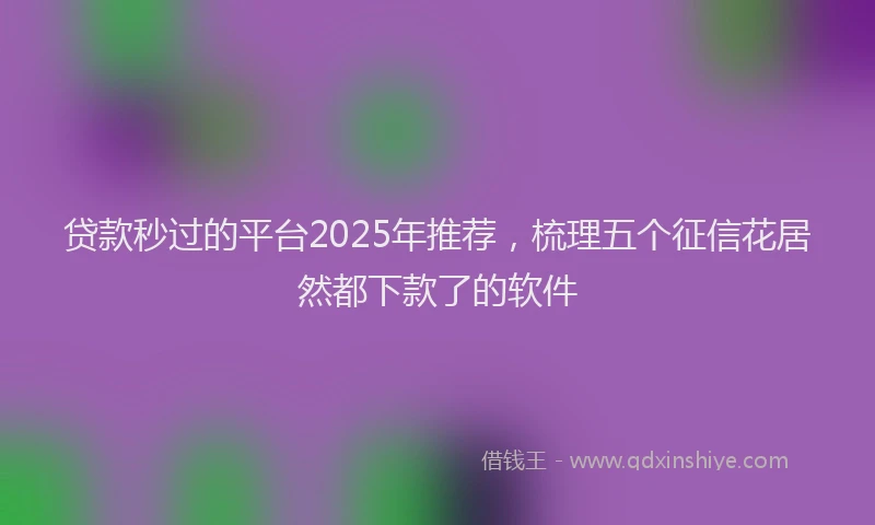 贷款秒过的平台2025年推荐，梳理五个征信花居然都下款了的软件