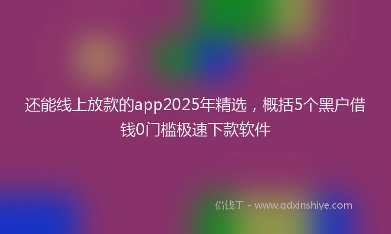 还能线上放款的app2025年精选，概括5个黑户借钱0门槛极速下款软件