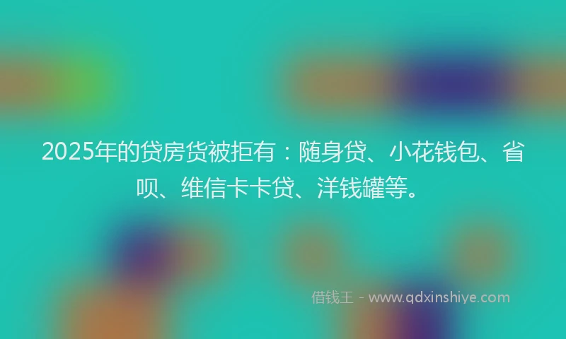 2025年的贷房货被拒有：随身贷、小花钱包、省呗、维信卡卡贷、洋钱罐等。
