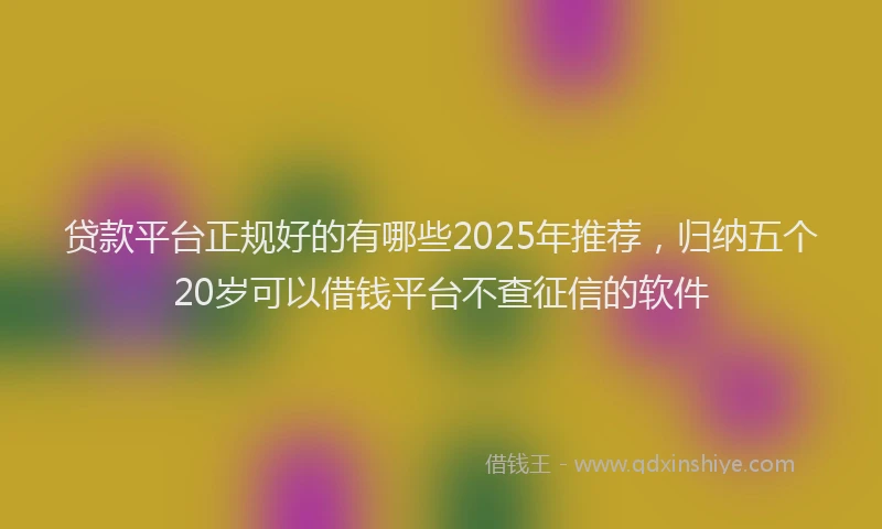 贷款平台正规好的有哪些2025年推荐，归纳五个20岁可以借钱平台不查征信的软件