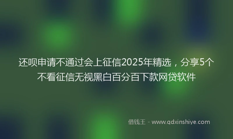 还呗申请不通过会上征信2025年精选，分享5个不看征信无视黑白百分百下款网贷软件