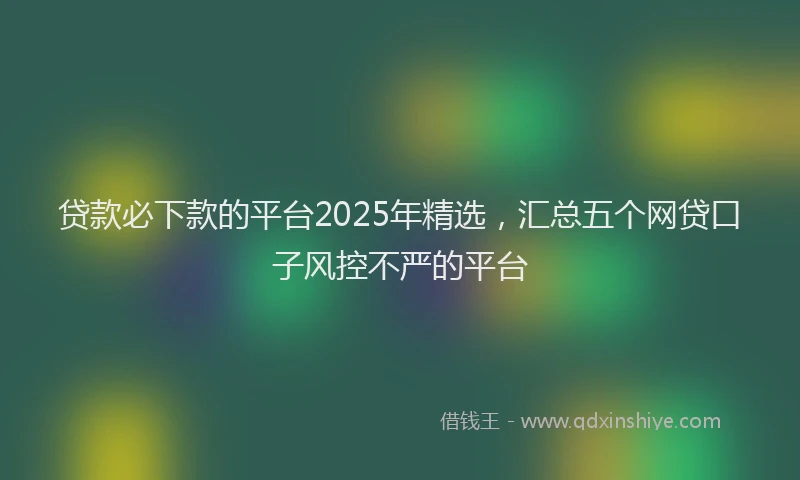 贷款必下款的平台2025年精选，汇总五个网贷口子风控不严的平台
