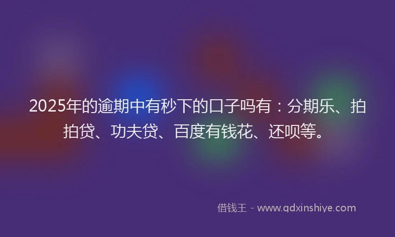 2025年的逾期中有秒下的口子吗有：分期乐、拍拍贷、功夫贷、百度有钱花、还呗等。
