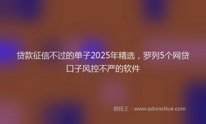贷款征信不过的单子2025年精选，罗列5个网贷口子风控不严的软件