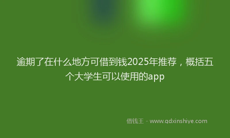 逾期了在什么地方可借到钱2025年推荐，概括五个大学生可以使用的app