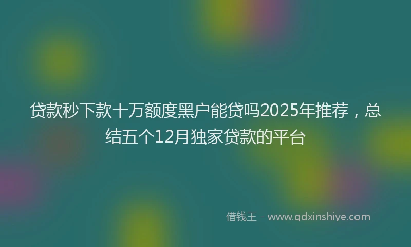 贷款秒下款十万额度黑户能贷吗2025年推荐，总结五个12月独家贷款的平台