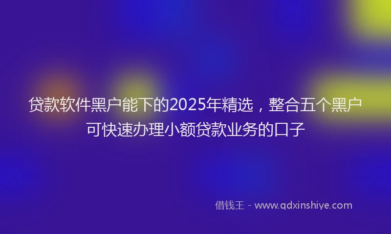 贷款软件黑户能下的2025年精选，整合五个黑户可快速办理小额贷款业务的口子