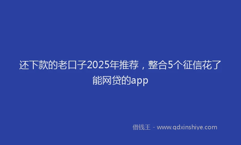还下款的老口子2025年推荐，整合5个征信花了能网贷的app