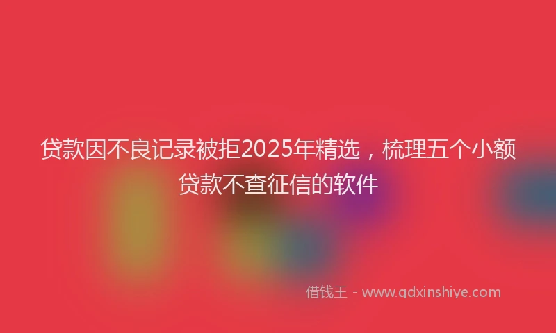 贷款因不良记录被拒2025年精选，梳理五个小额贷款不查征信的软件