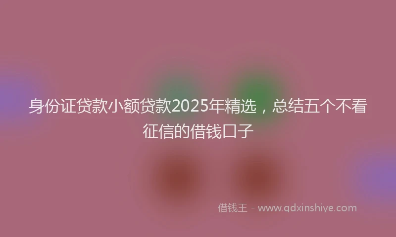 身份证贷款小额贷款2025年精选，总结五个不看征信的借钱口子