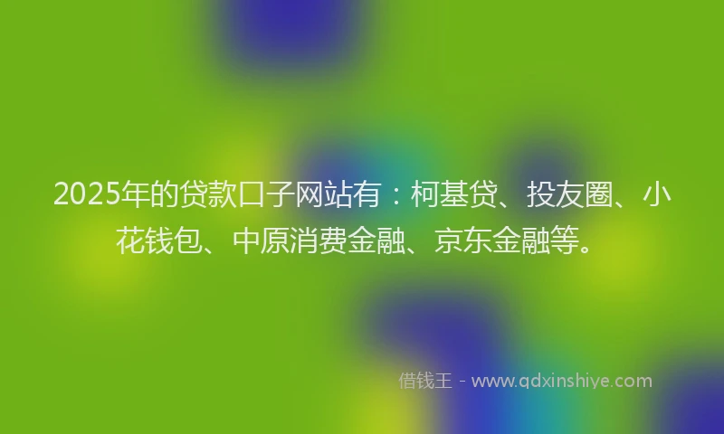 2025年的贷款口子网站有：柯基贷、投友圈、小花钱包、中原消费金融、京东金融等。