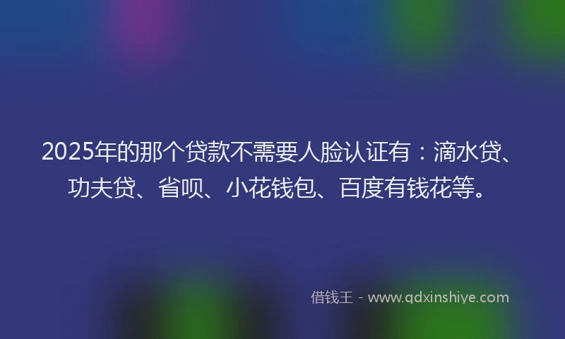 2025年的那个贷款不需要人脸认证有：滴水贷、功夫贷、省呗、小花钱包、百度有钱花等。