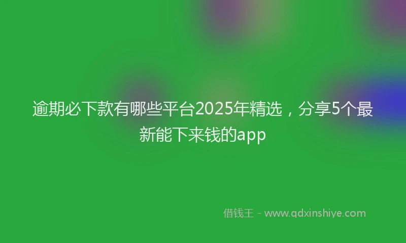 逾期必下款有哪些平台2025年精选，分享5个最新能下来钱的app